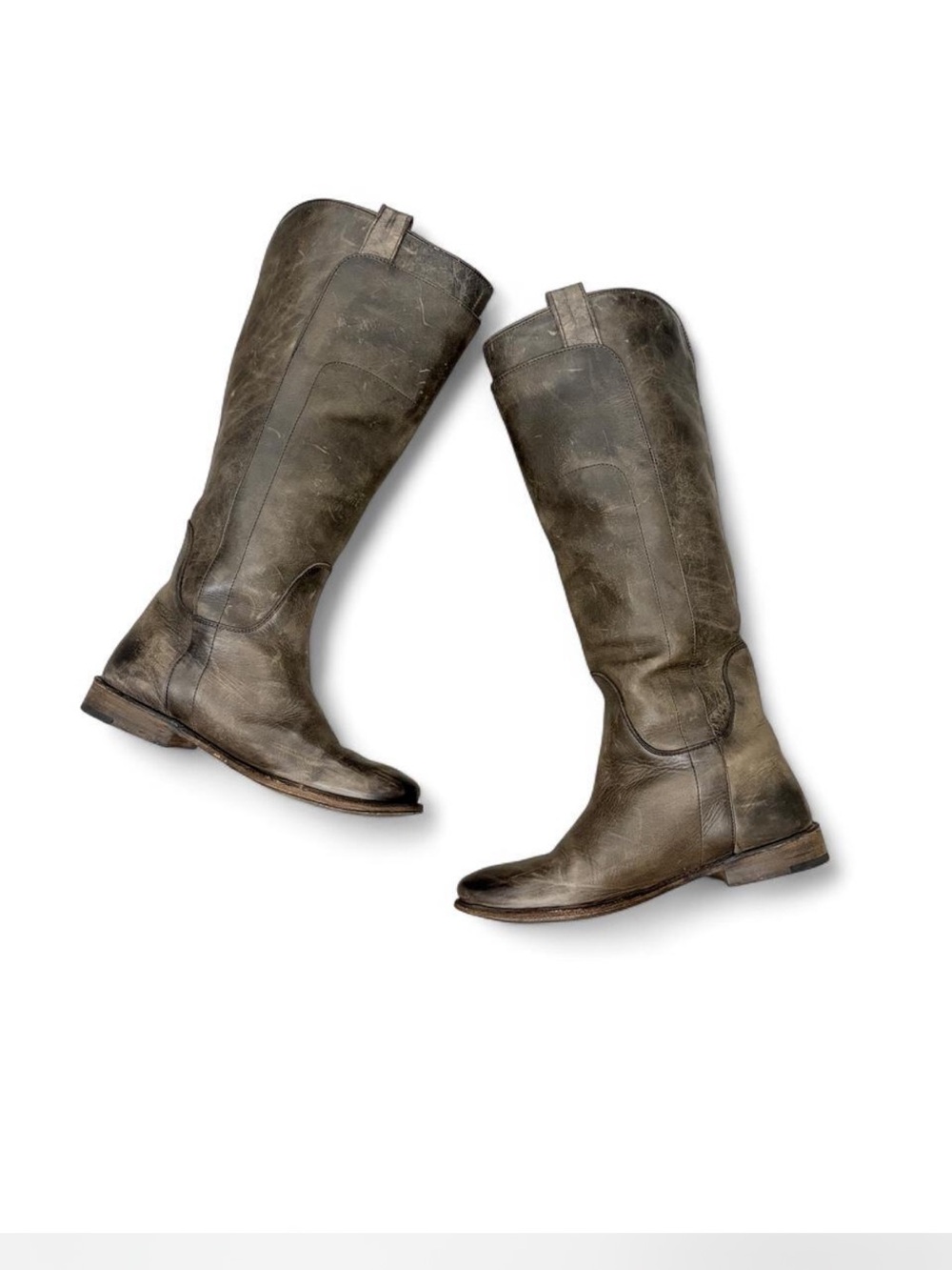 Frye Tall Leather Riding Boots in Distressed brown